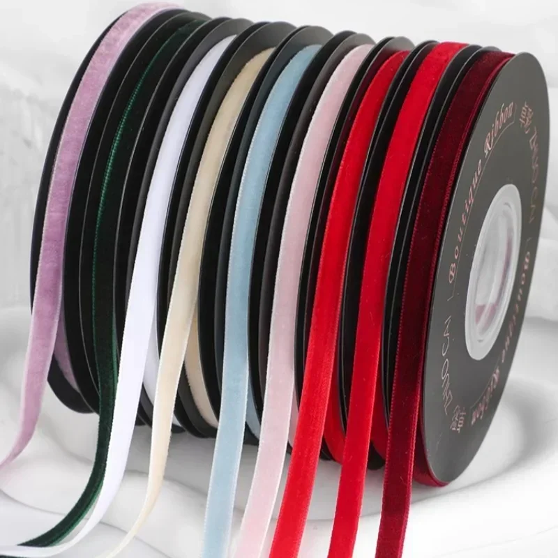 Velvet Ribbon Roll - 5 jardów/rolka Szeroka 6mm Aksamitna Wstążka