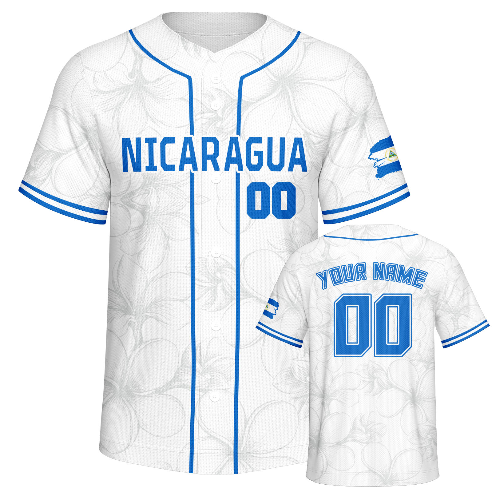 Embellish Knit - Spersonalizowana koszulka baseballowa Nikaragua z własnym
